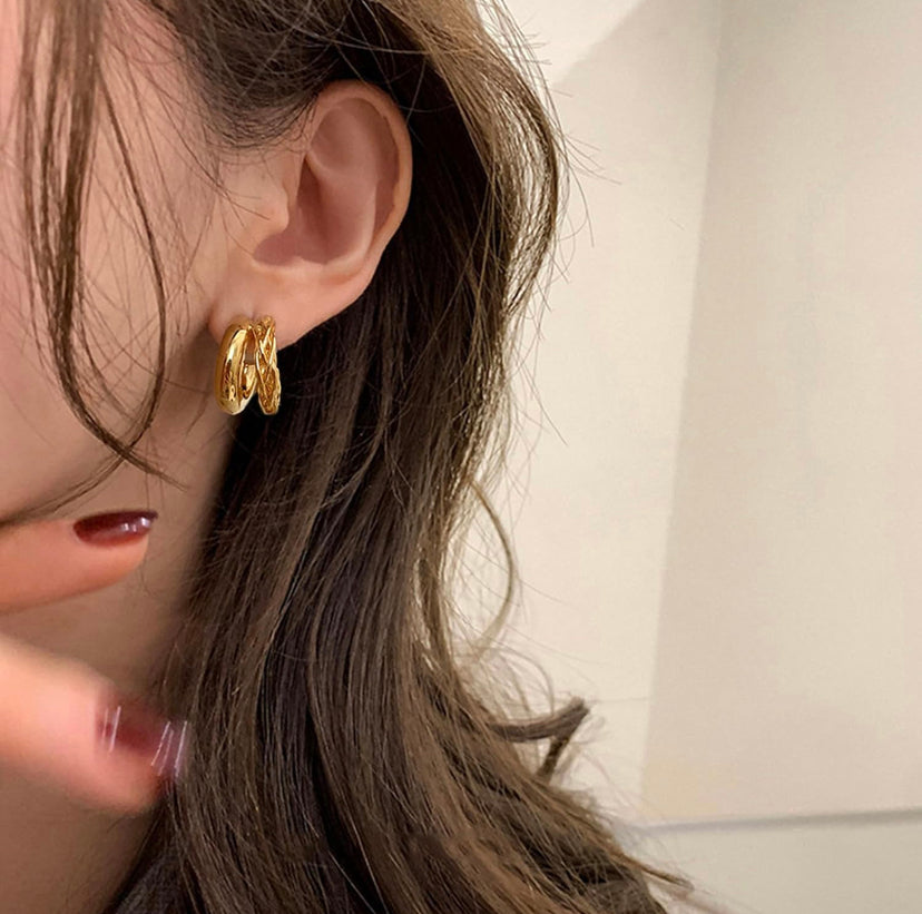 Chunky Double Layer Hoop Earrings