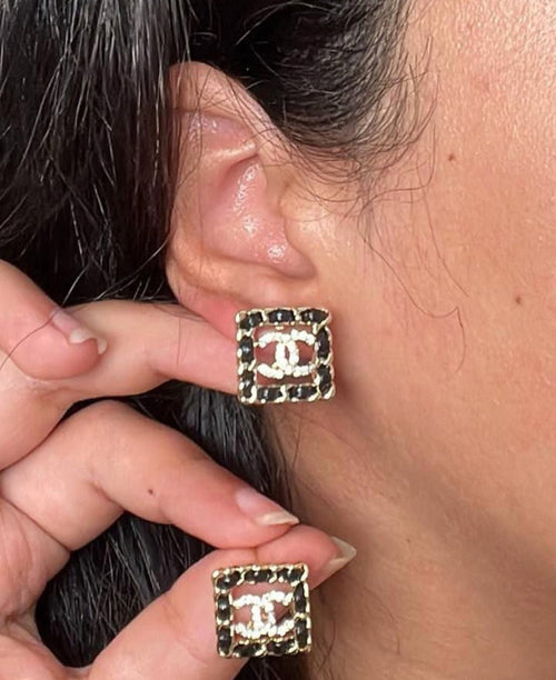 Black Chanel Stud Earrings