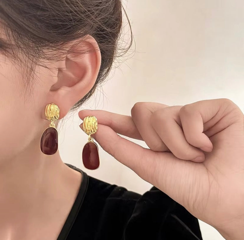 Red Enamel Drop Earrings