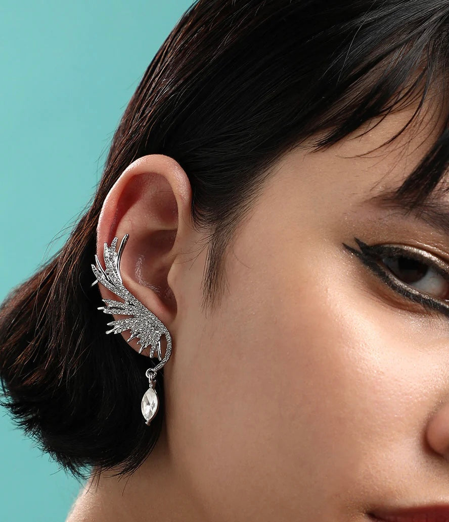 Silver Trendy Angel Wings Earring