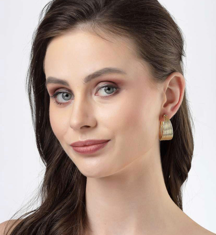 Multi - Layer Sparkling Wire Hoop Earrings