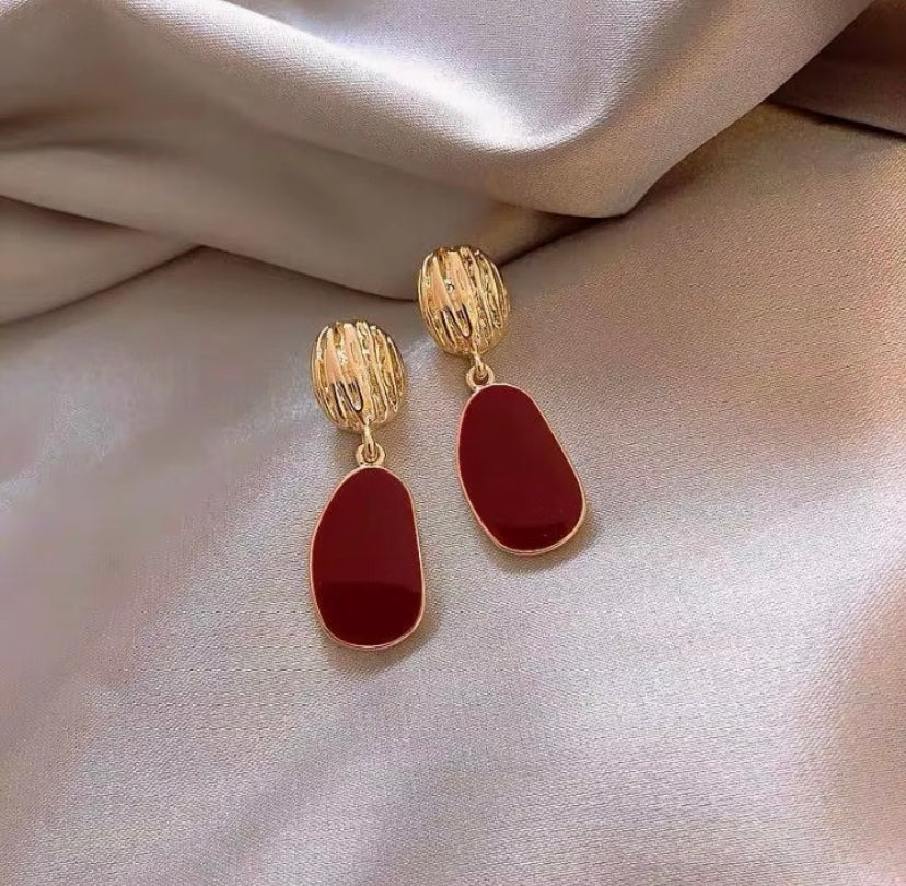 Red Enamel Drop Earrings