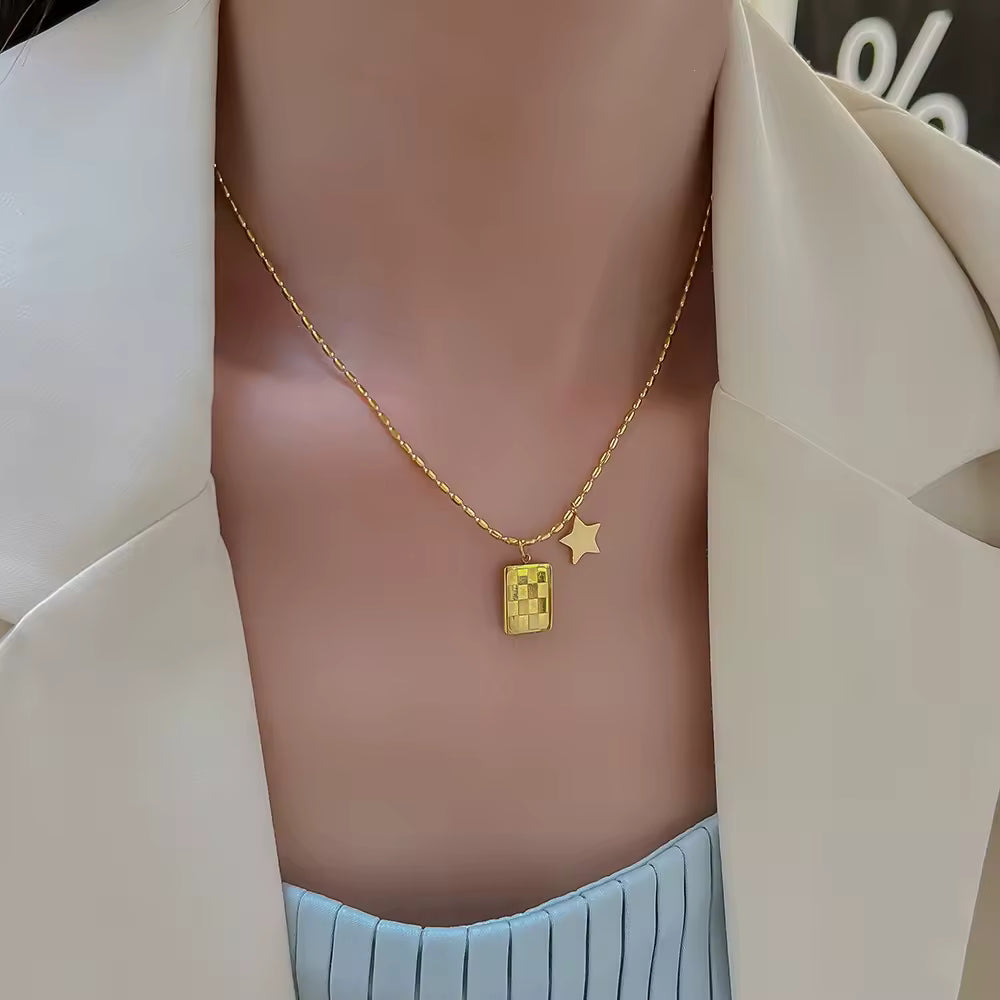 Dainty Square Star Pendant Necklace