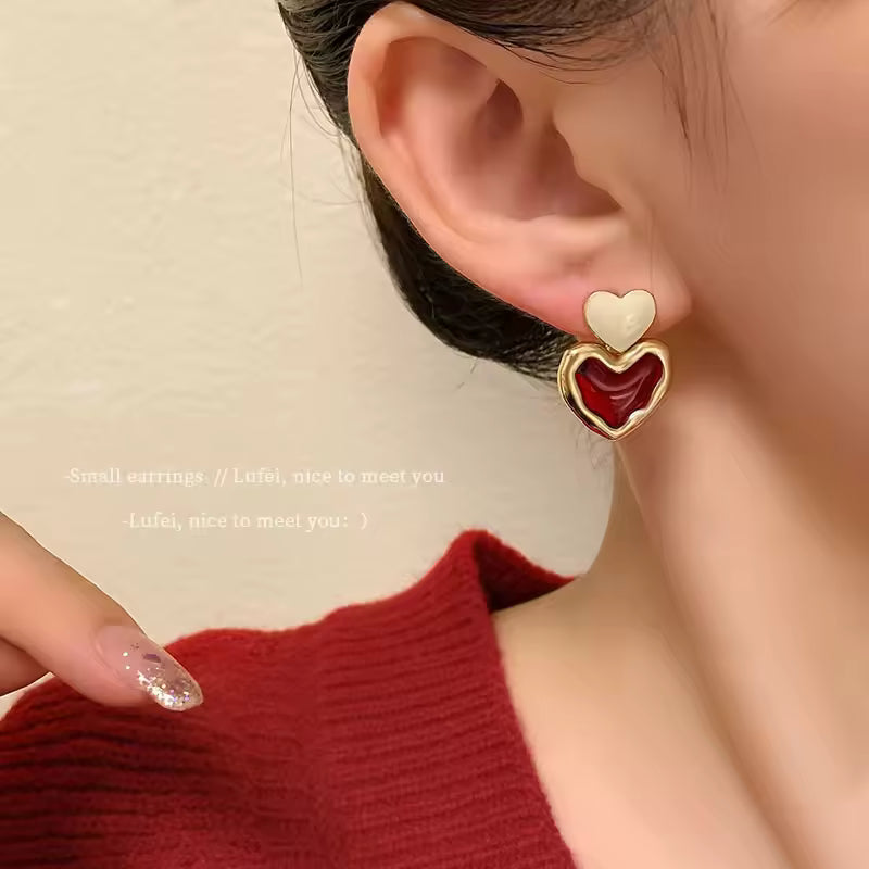 Red Heart Stud Earrings - Tipsy