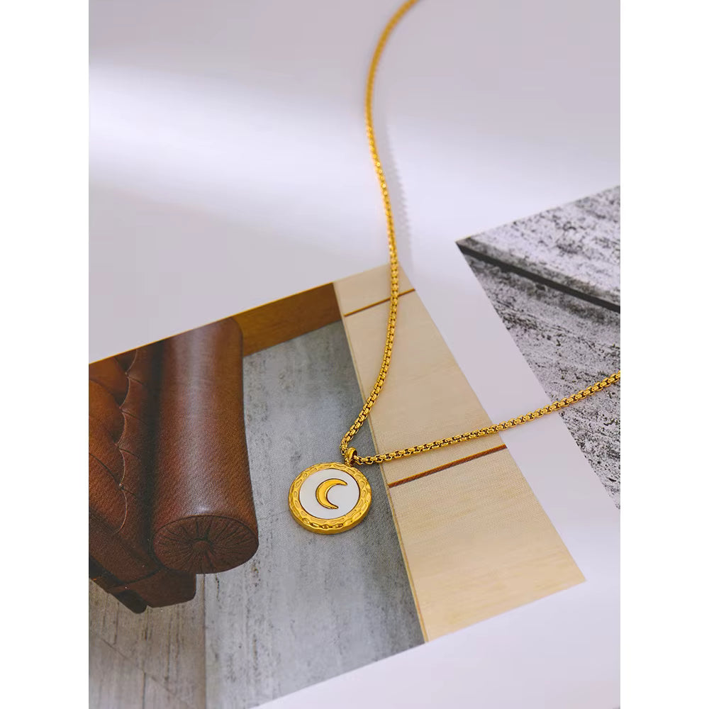 Pearl Shell Moon Stud Necklace