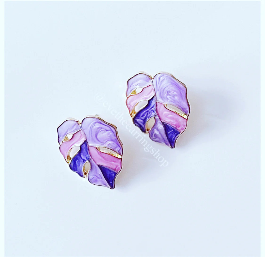 Enamelled Leaf Stud Earrings