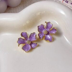 Purple Flower Stud Earrings