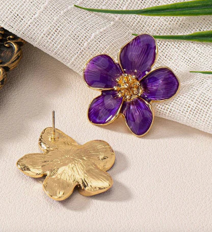 Purple Flower Stud Earrings