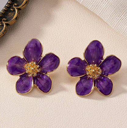 Purple Flower Stud Earrings