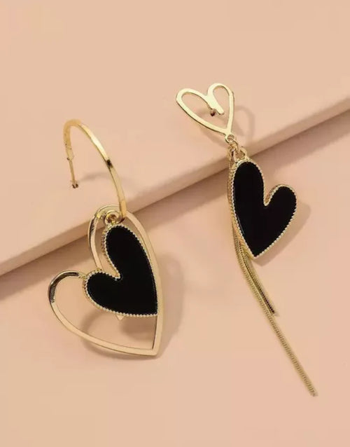 Asymmetric Mismatched Long Heart Earrings