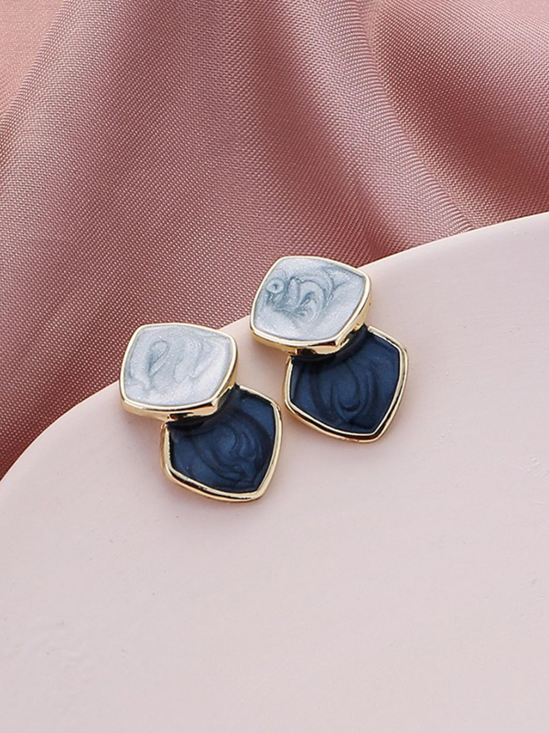 Double Square Geometric Stud Earrings