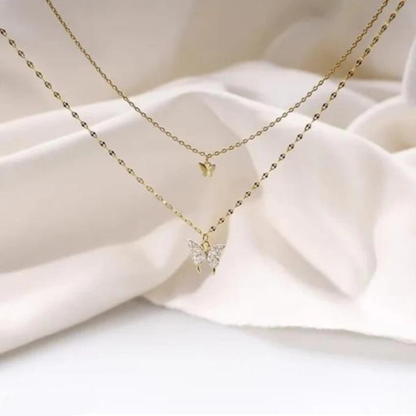 Butterfly Layered Chain Necklace