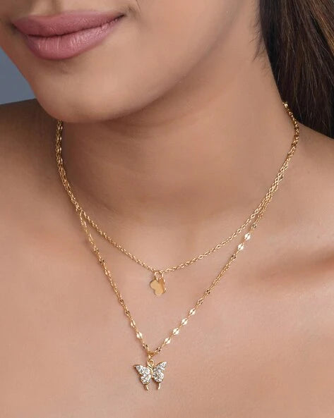 Butterfly Layered Chain Necklace