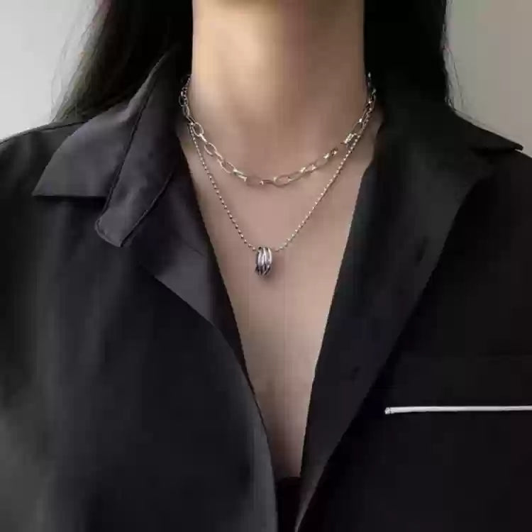 Unisex Double Layer Ring Chain Necklace