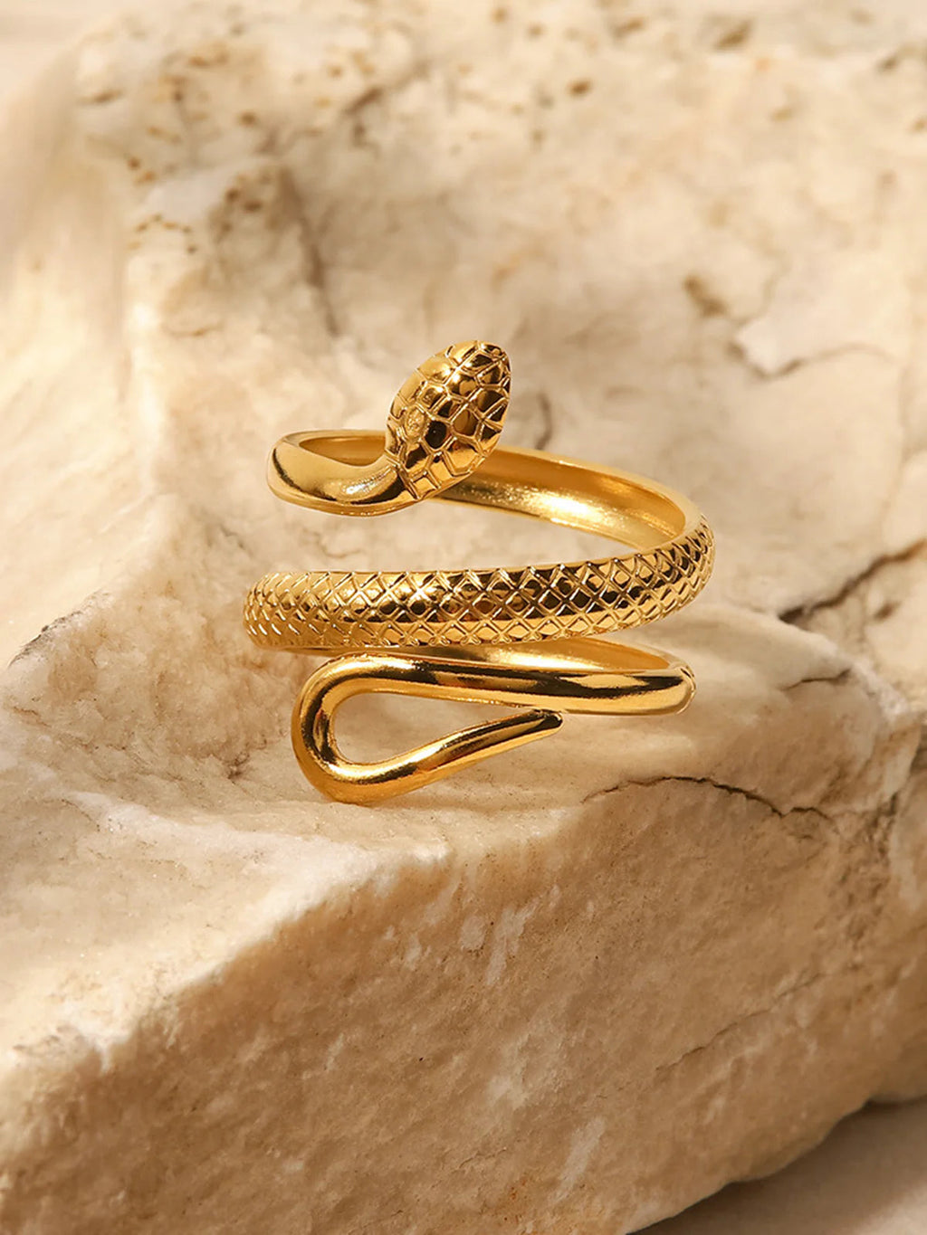 Unique Snake Textured Adjustable Ring