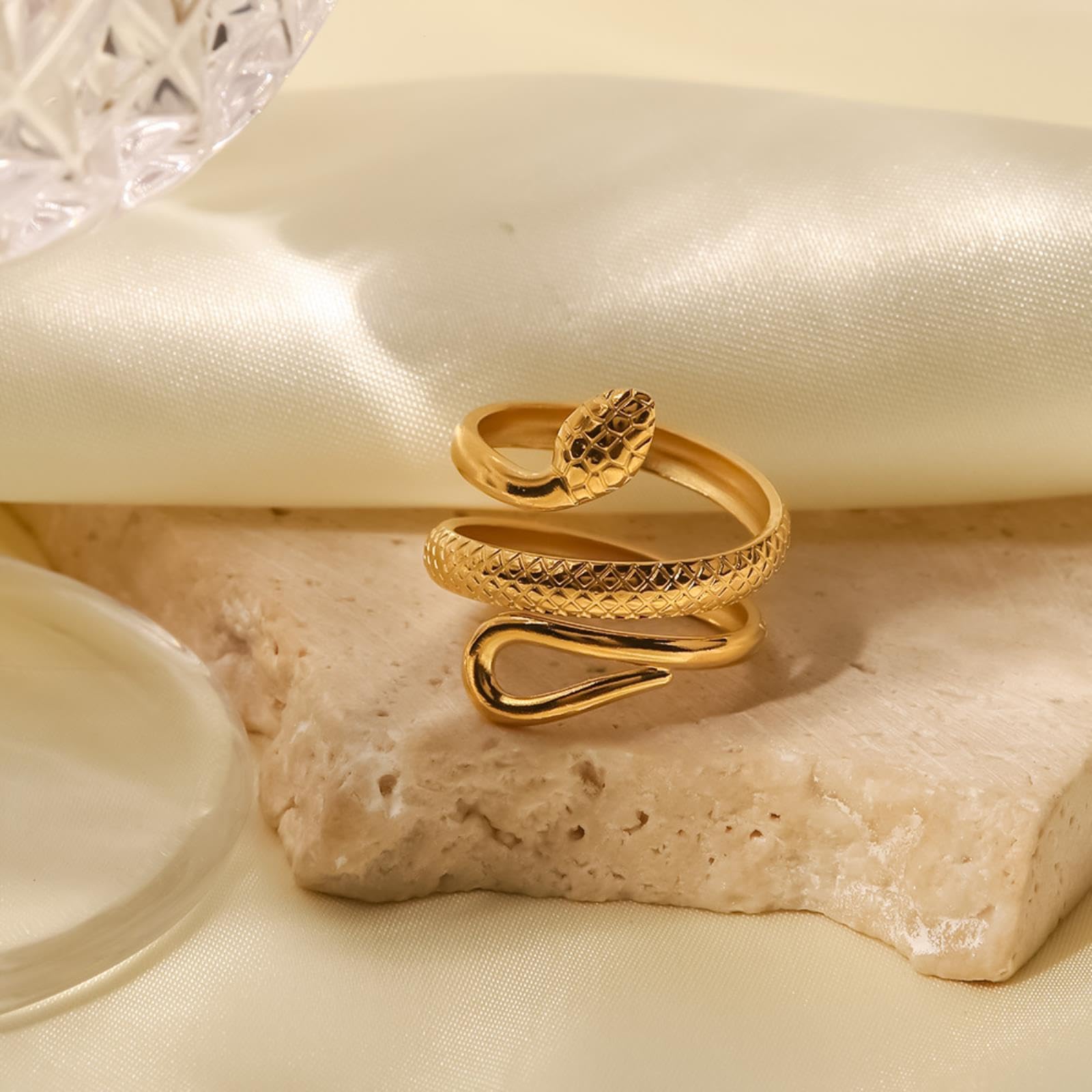 Unique Snake Textured Adjustable Ring