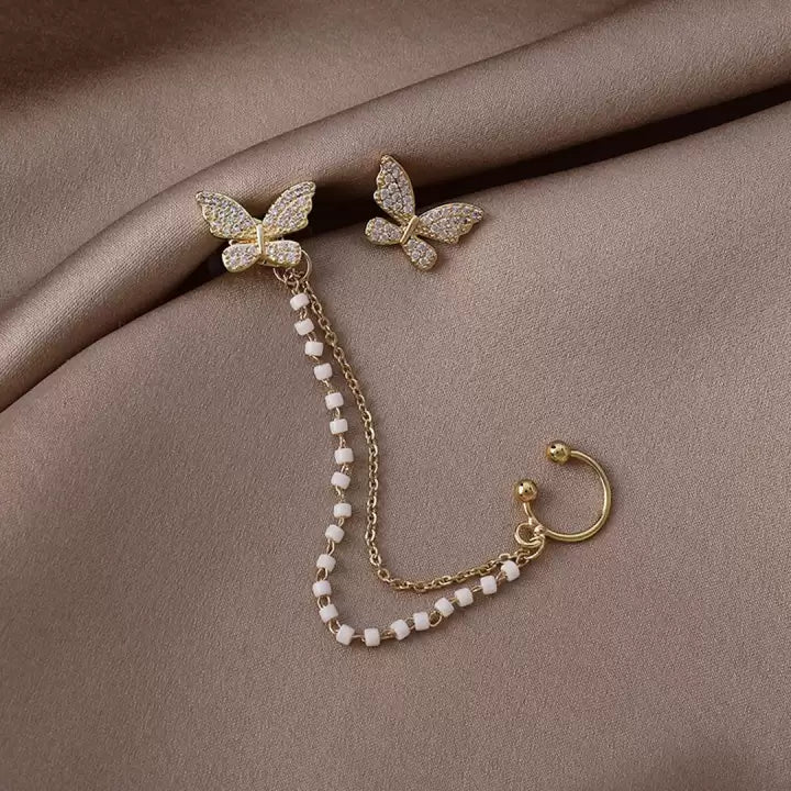 Single Chain Butterfly Cuff Earrings