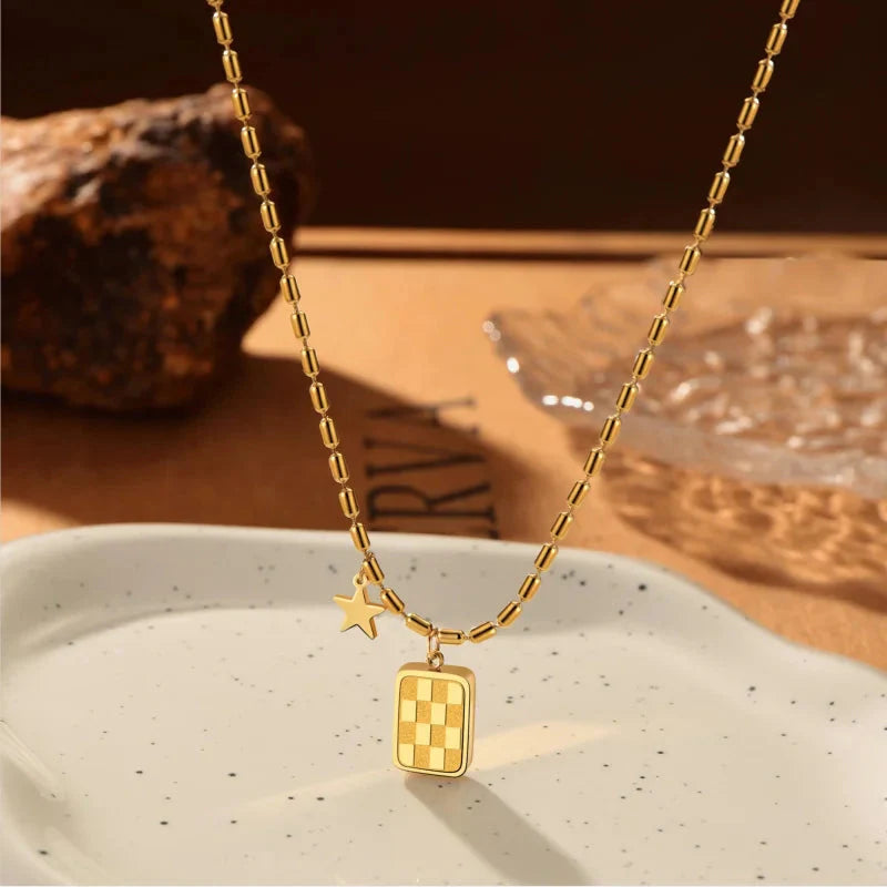 Dainty Square Star Pendant Necklace
