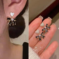 Heart & Bow Black Drop Earrings