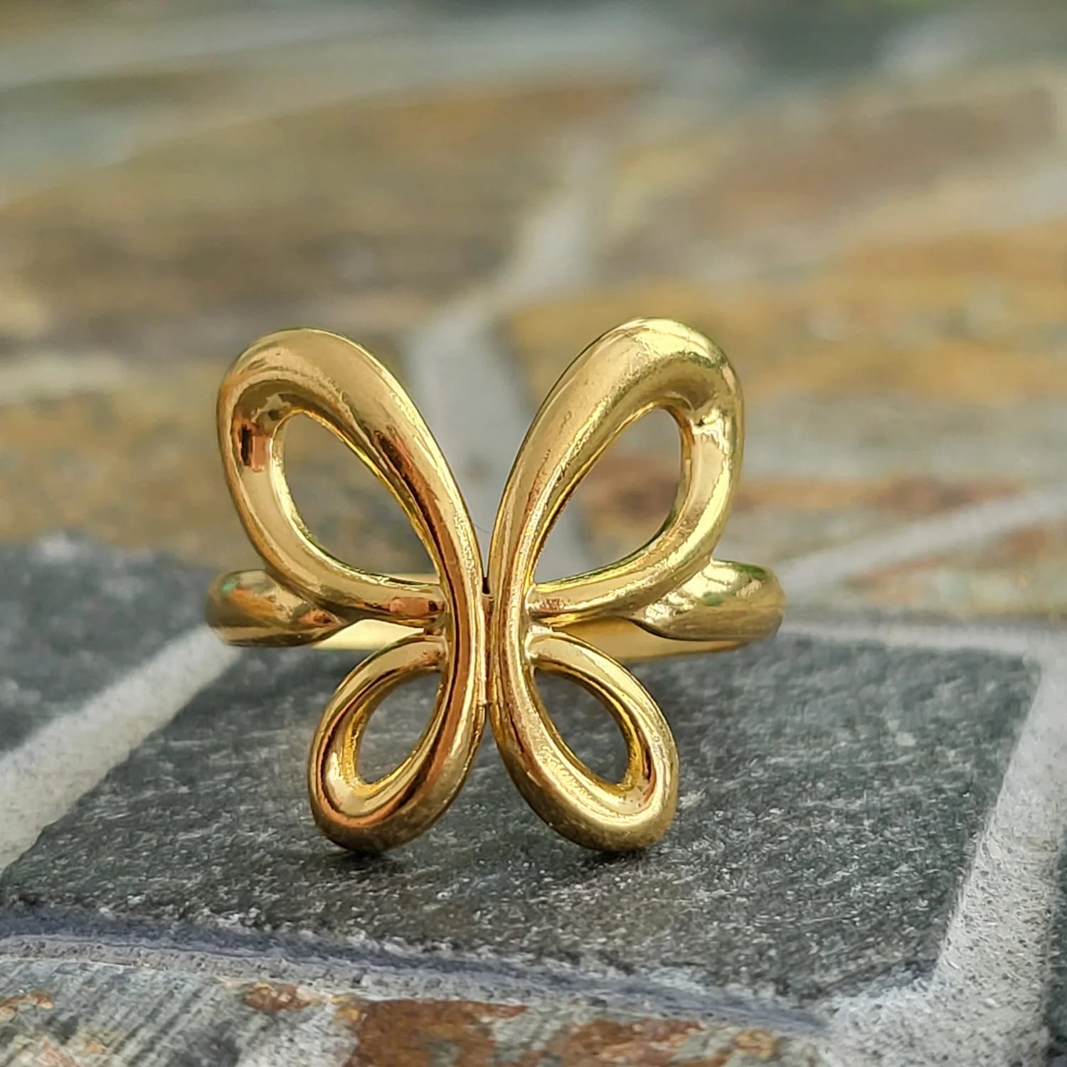 Hollow Butterfly Adjustable Ring