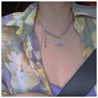 Lavender Love Planet Pearls Necklace