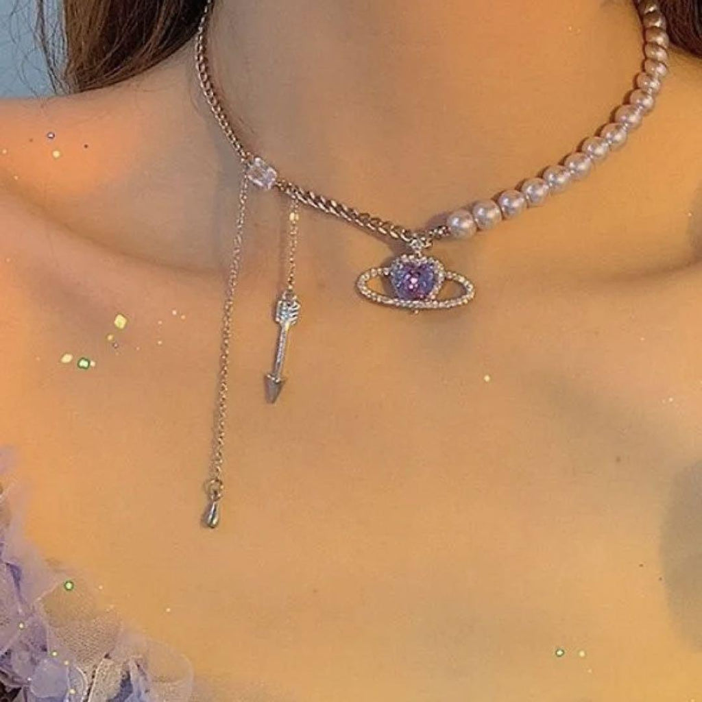 Lavender Love Planet Pearls Necklace
