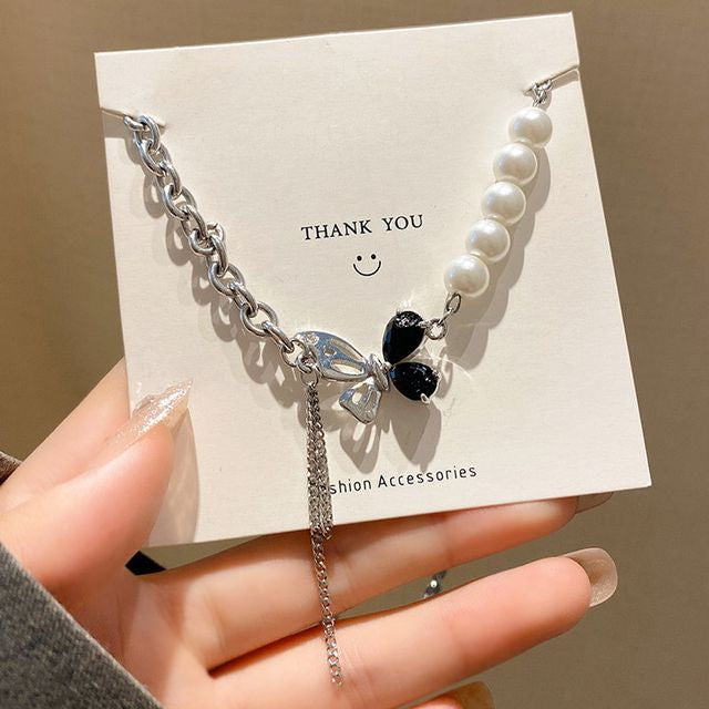 Butterfly Pearl Korean Chain Necklace
