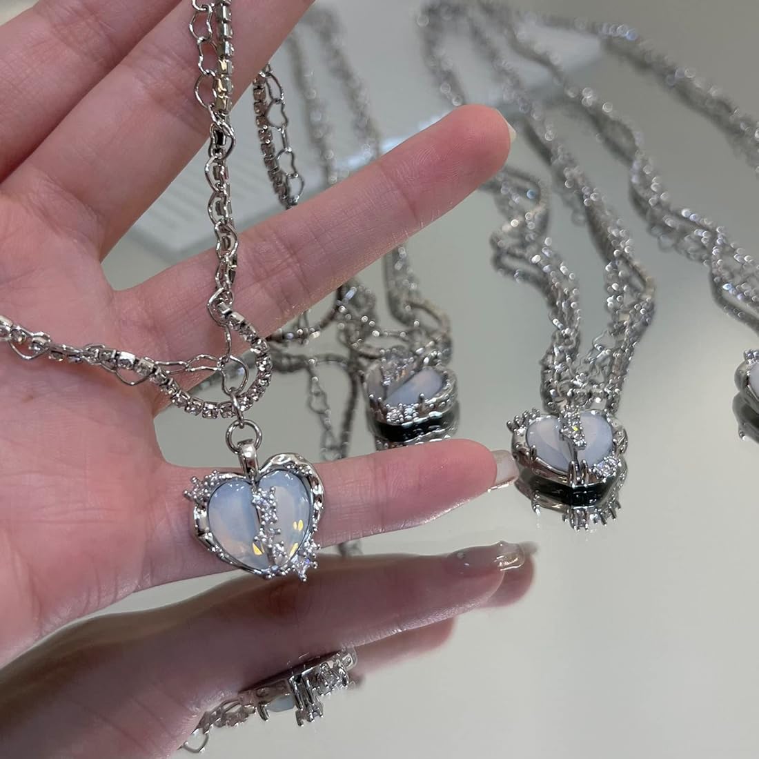Gothic Vintage Split Heart Pendant Necklace