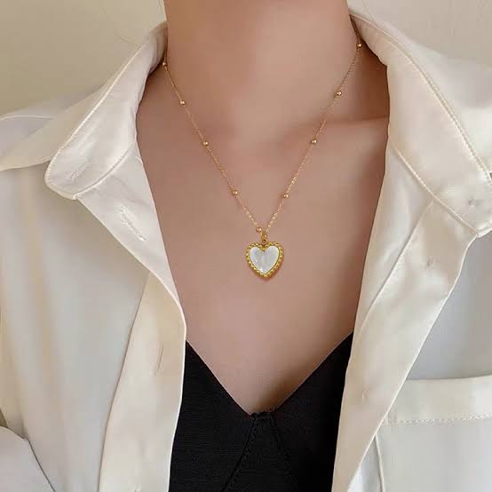 Double Sided Love Heart Pendant Chain Necklace