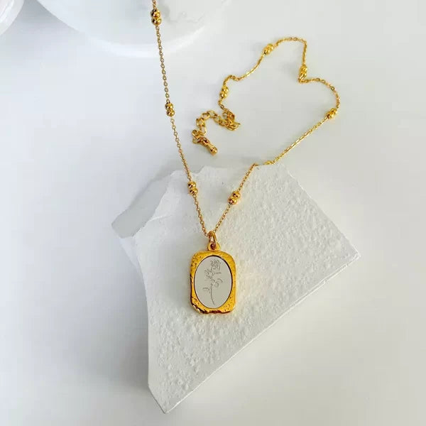 Magic Mirror Rose Beads Chain Necklace