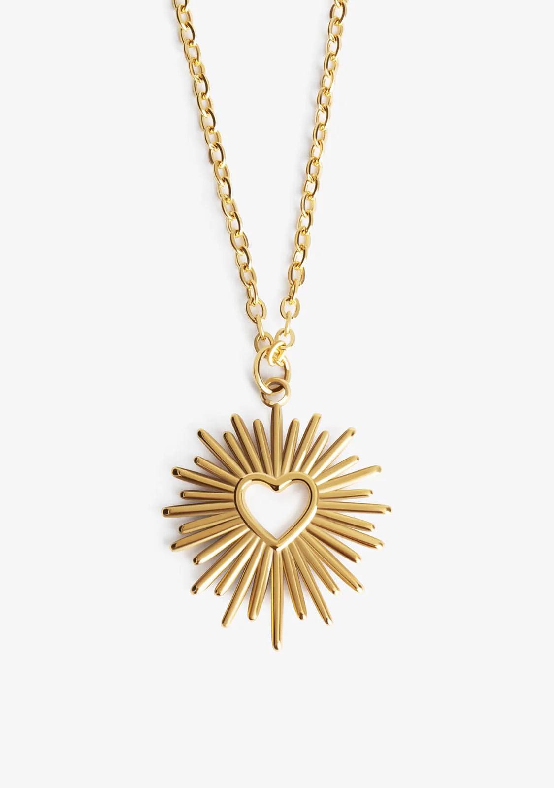Sun Rays Heart Pendant Necklace