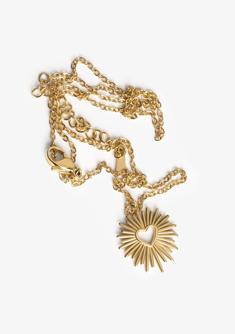 Sun Rays Heart Pendant Necklace
