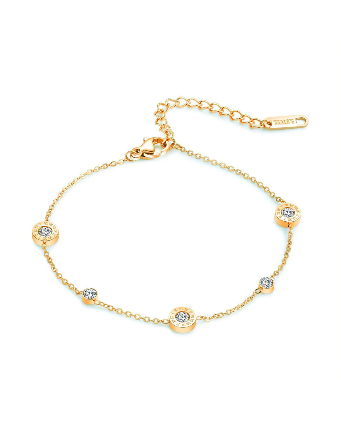 Roman Numbers Diamond Studded Bracelet