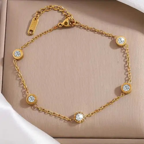 Roman Numbers Diamond Studded Bracelet