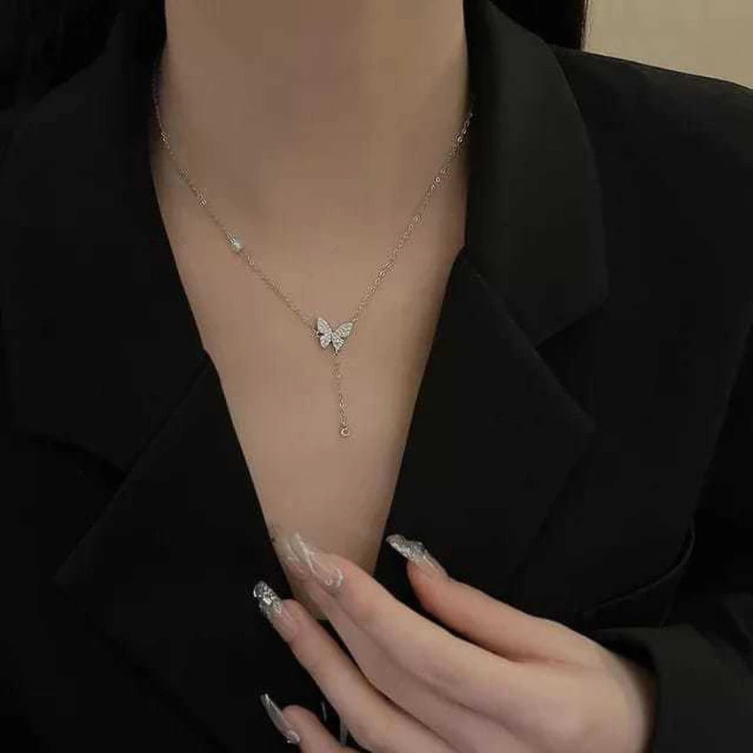 Minimal Butterfly Drop Necklace