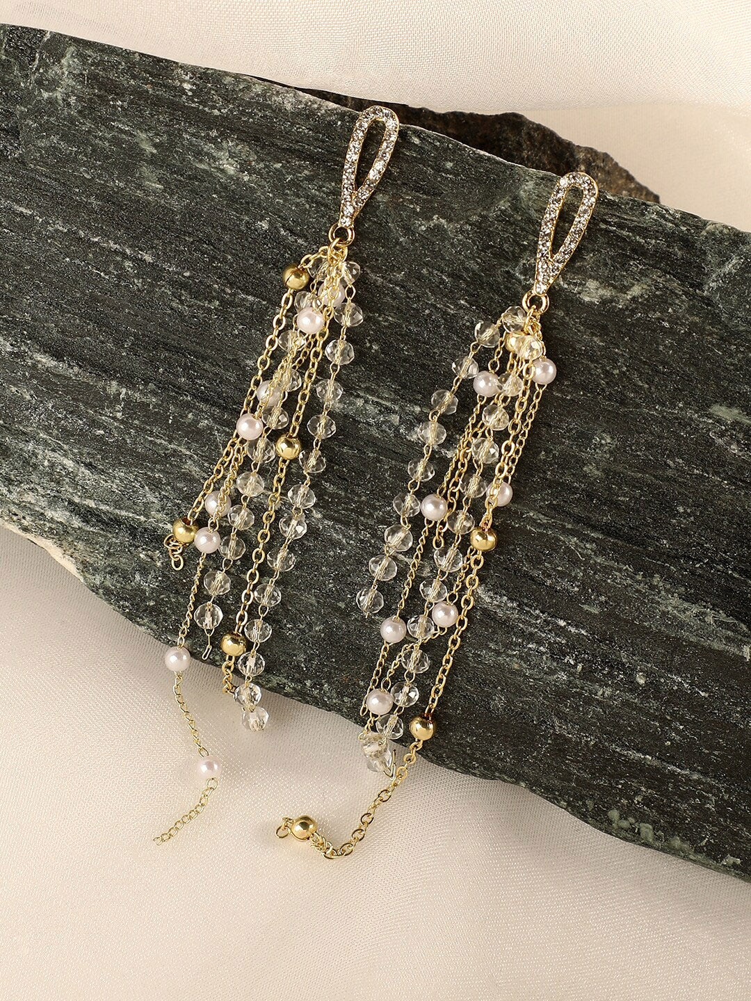 Korean Style Pearl Tasseled Long Earrings