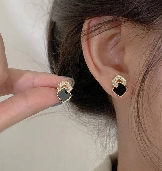 Cross Geometric Square Stud Earrings