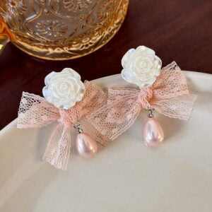 Lacy Delicate Bowknot Flower Earrings