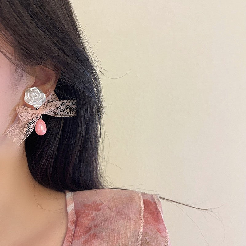Lacy Delicate Bowknot Flower Earrings