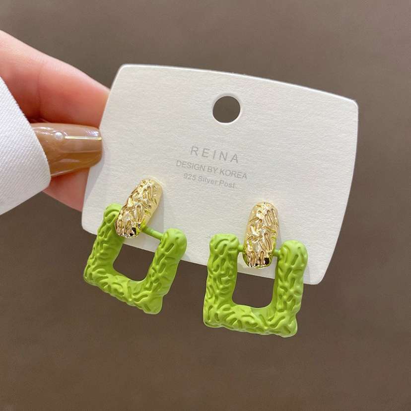 Small Green Square Versatile Stud Earrings