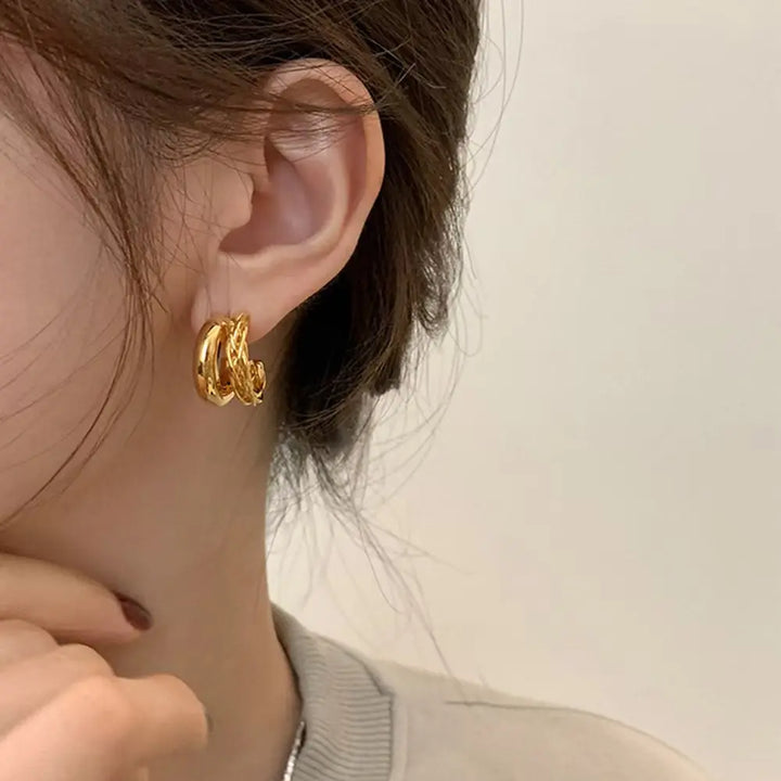 Chunky Double Layer Hoop Earrings