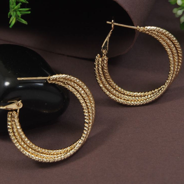 Triple Layered Beads Style Hoop Earrings
