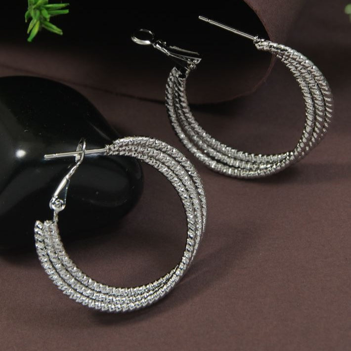 Triple Layered Beads Style Hoop Earrings