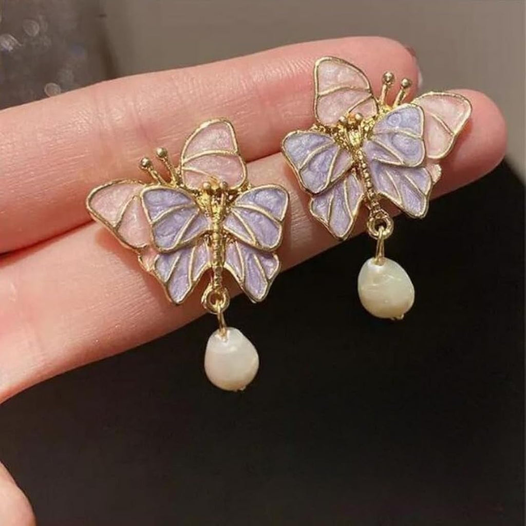Enamel Dainty Butterfly Stud Earrings