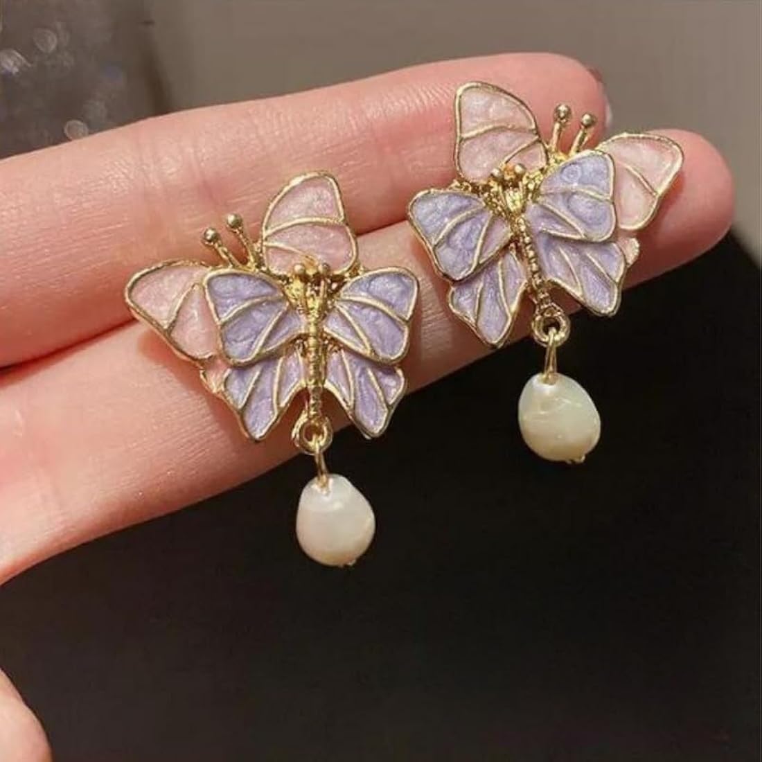 Enamel Dainty Butterfly Stud Earrings