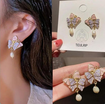 Enamel Dainty Butterfly Stud Earrings
