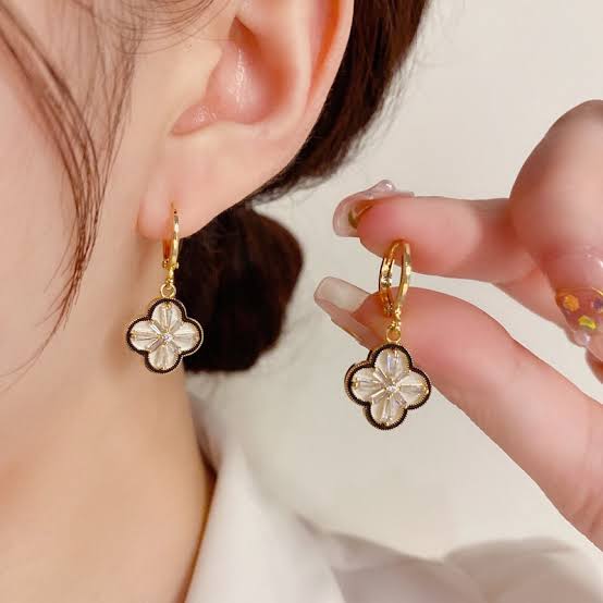 Chic Vintage Crystal Floral Drop Hoop Earrings