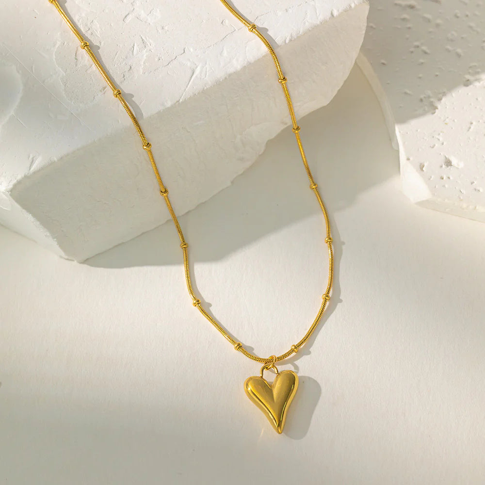 Trendy Heart Beads Chain Pendant Necklace