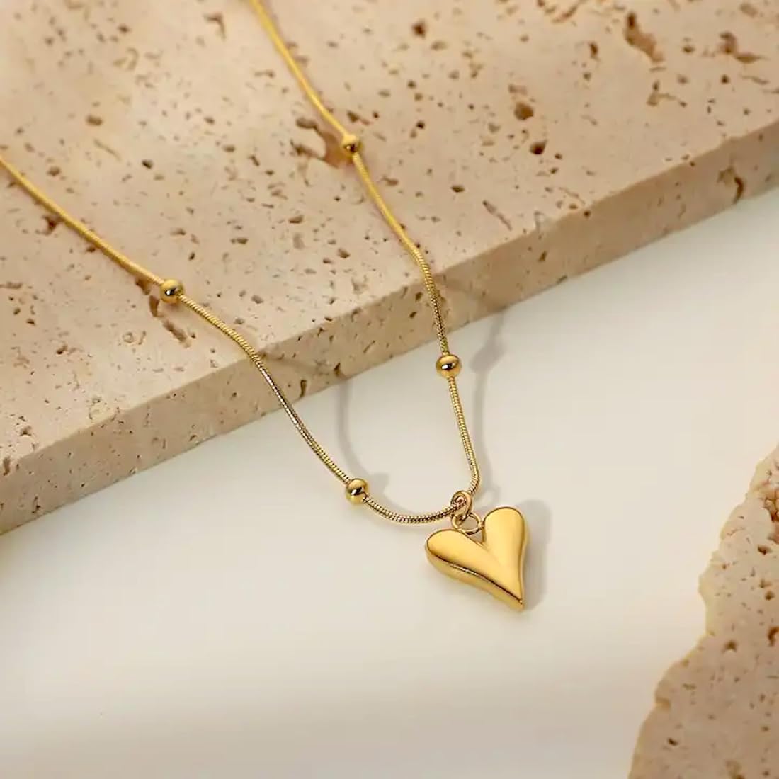 Trendy Heart Beads Chain Pendant Necklace