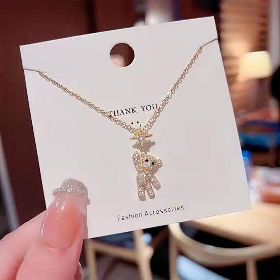 Star Teddy Bear Chain Pendant Necklace